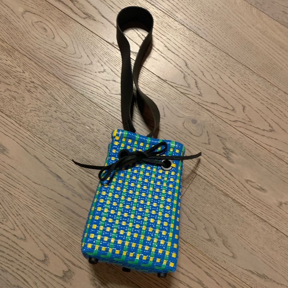 Blue and Yellow Woven Shoulder Bag